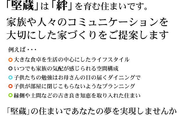 「堅蔵」は「絆」を育む住まいです。